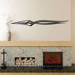 Racing pinstripe vinyl car decal, black stylized vehicle stripe graphic on wall