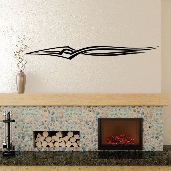Racing pinstripe vinyl car decal, black stylized vehicle stripe graphic on wall