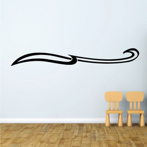 Black racing pinstripe vinyl decal with curved flame-like ends