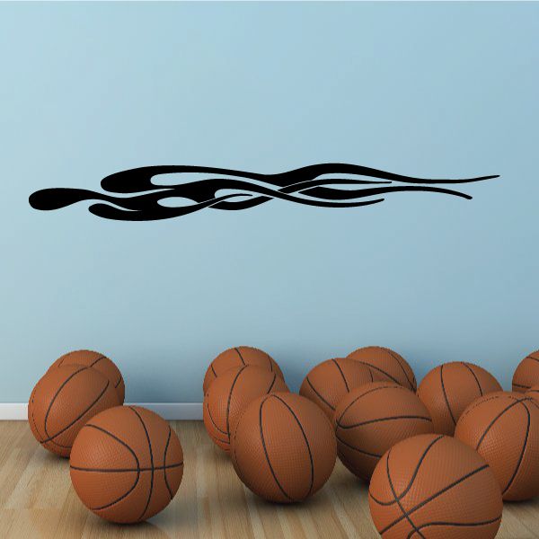 Racing vehicle pinstripe vinyl decal, black flame-style stripe design