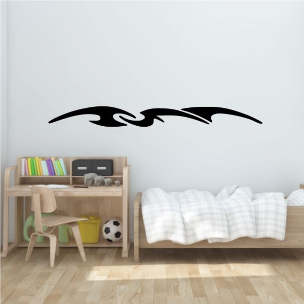 Racing pinstripe vinyl decal with black flame and swoosh stripes