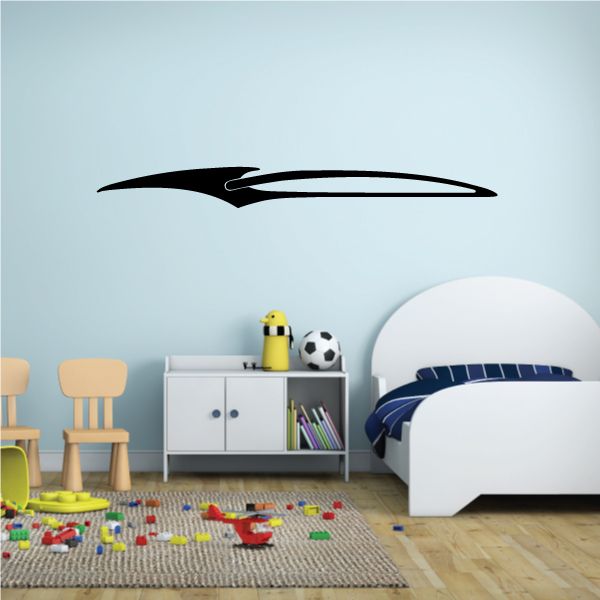 Racing pinstripe vinyl decal: black racing stripe with angled tail