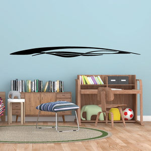 Racing vehicle pinstripe vinyl decal, black with white stripe accents