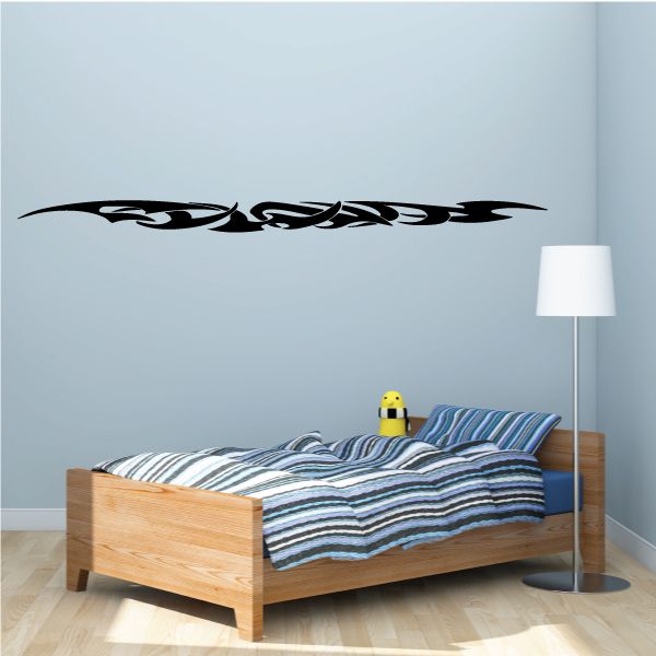 Black racing pinstripe vinyl decal with stylized vehicle stripe design
