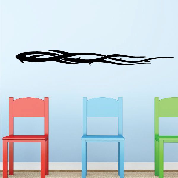 Black racing vehicle pinstripe vinyl decal with long sweeping stripe graphic