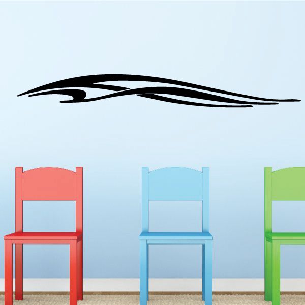 Racing pinstripe vinyl decal with black swoosh lines