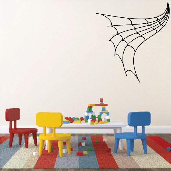 Racing pinstripe vinyl wall decal, black outlined corner wing pattern