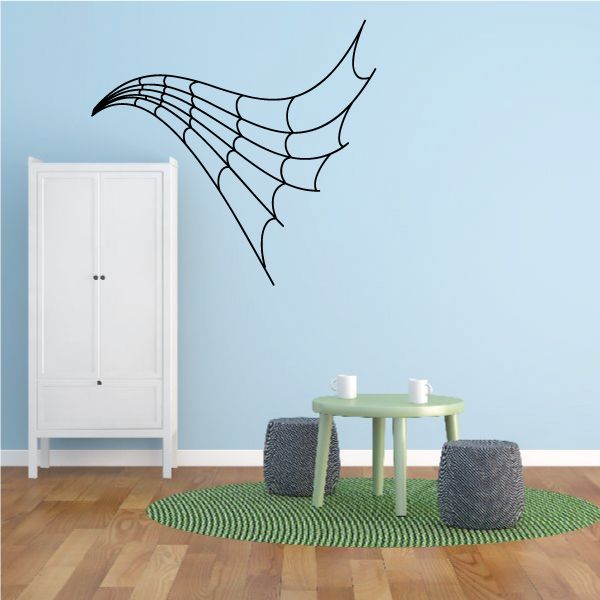 Black racing vehicle pinstripe vinyl decal with webbed wing shape