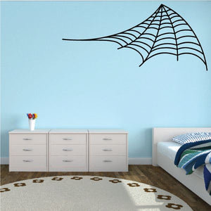 Black arched spiderweb pinstripe vinyl wall decal