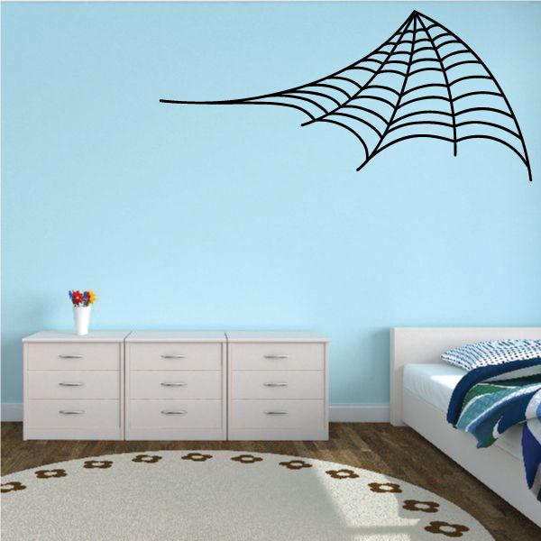 Black arched spiderweb pinstripe vinyl wall decal