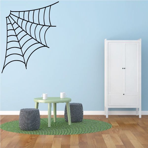 Racing pinstripe vinyl decal, black spiderweb corner wall sticker