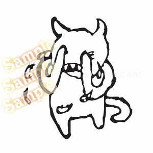 Black outline crying cartoon cat face decal