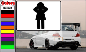 Black child silhouette decal with white border