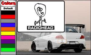 Radiohead decal featuring stylized face outline and RADIOHEAD wordmark