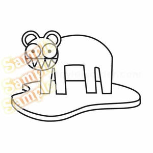 White bear face decal with black outline, jagged teeth graphic