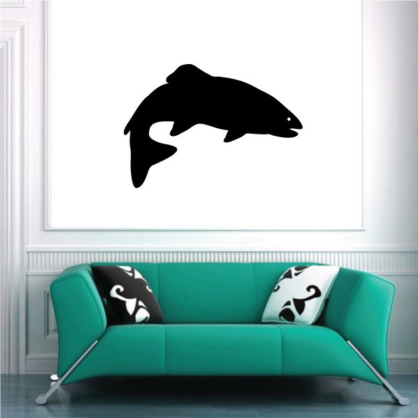 Black trout fish wall decal silhouette, vinyl sticker for wall or car