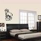 Ram standing on rock wall decal, black outline illustration