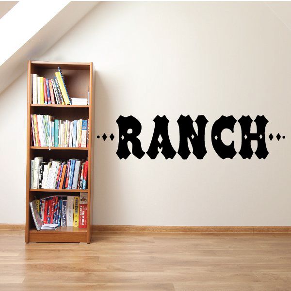 Vinyl wall decal with bold black 'RANCH' lettering and diamond dots