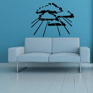 Wall decal of black cloud and sun rays illustration