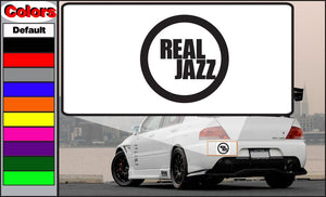 Real Jazz circle decal with REAL JAZZ text in black circle