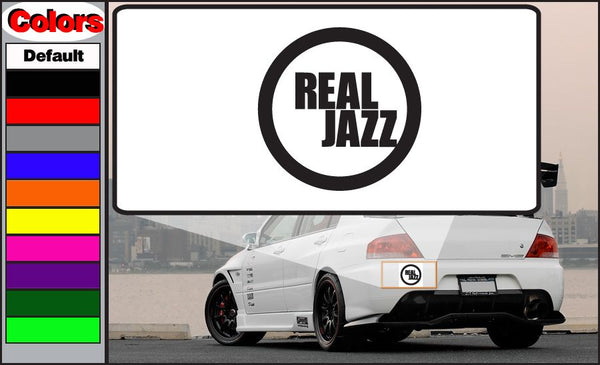 Real Jazz circle decal with REAL JAZZ text in black circle