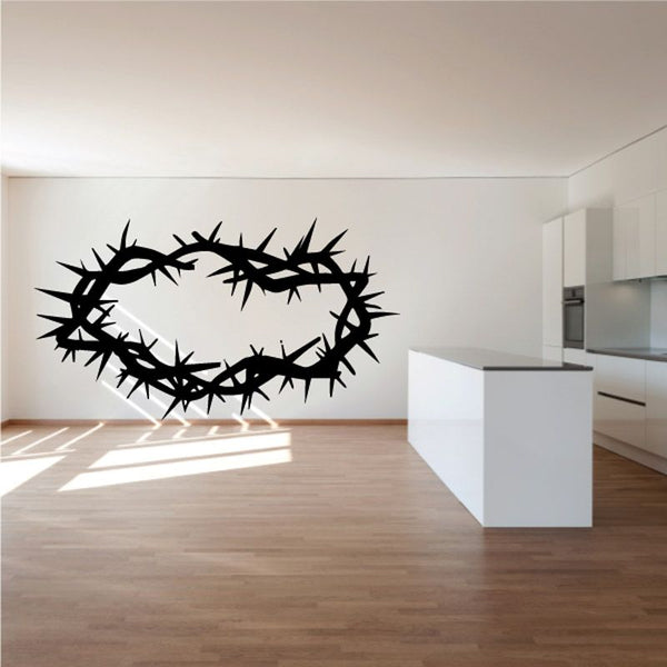 Crown of thorns wall decal, black spiked wreath design