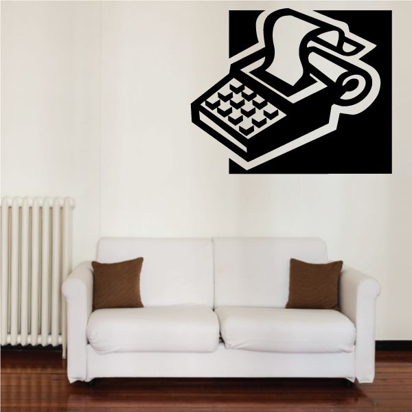 Receipt calculator decal with black and white receipt and calculator icon