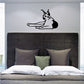 Black reclining lynx line-art wall decal, animal silhouette in side pose