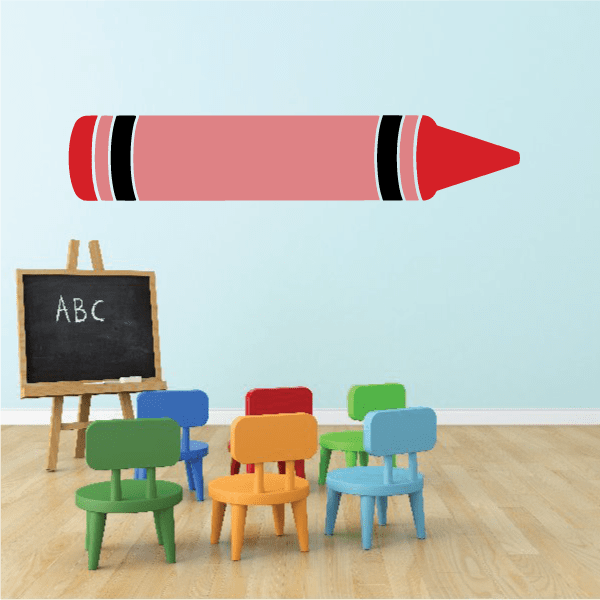 Red crayon decal with red tip, pink barrel, and black bands