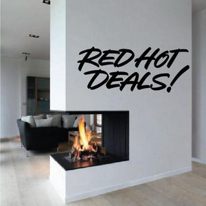 Wall decal with bold “RED HOT DEALS!” text