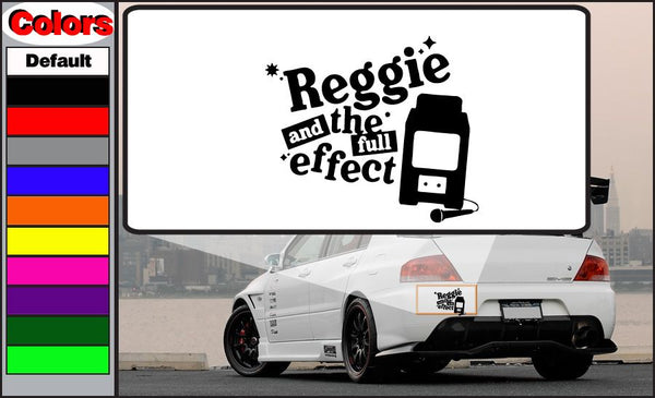 Reggie and the Full Effect mic decal with logo text and black microphone icon
