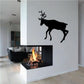 Black reindeer grazing wall decal with antlers