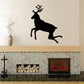 Jumping reindeer wall decal, black silhouette with antlers