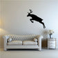 Reindeer leaping wall decal, black silhouette