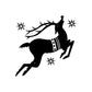 Holiday reindeer wall decal, black silhouette with stars and decorative saddle