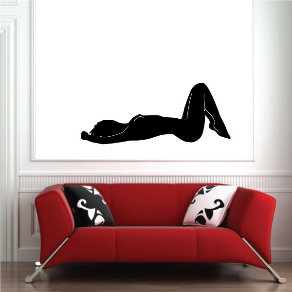 Black reclining woman silhouette decal, resting pose