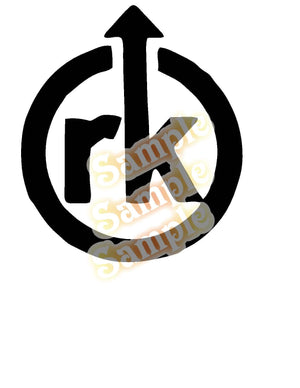 Relient K black circular arrow decal with an upward arrow symbol
