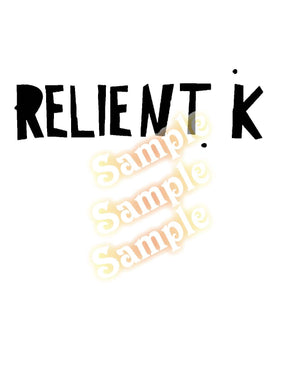 Black text decal with RELIENT K lettering