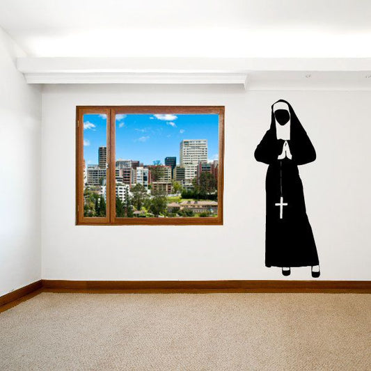 Image of Religious Sister Nun Holding Rosary Decal