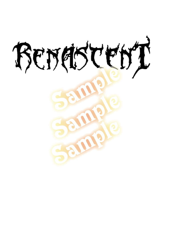 Renascent decal with black gothic lettering