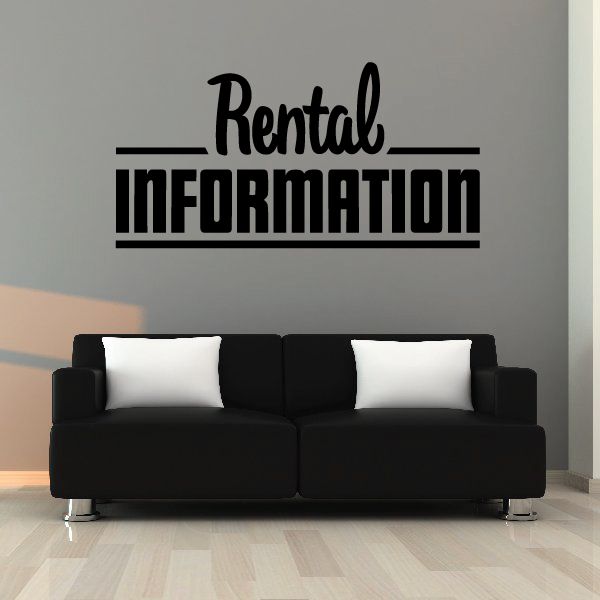 Rental information vinyl wall decal with bold black 'Rental' and 'INFORMATION' text