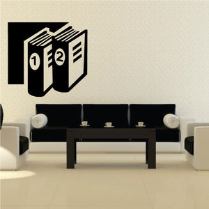 Numbered book decal, black and white, with 1 and 2 on covers