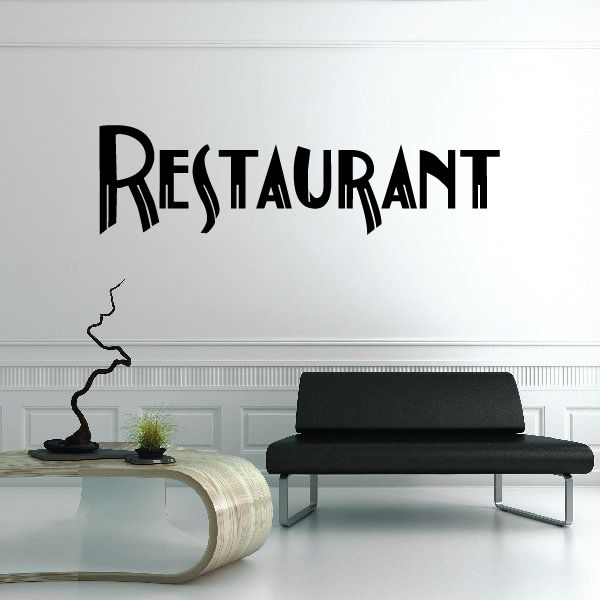 Restaurant wall decal with bold black stylized lettering
