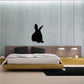 Resting rabbit decal, black rabbit silhouette sleeping on its side