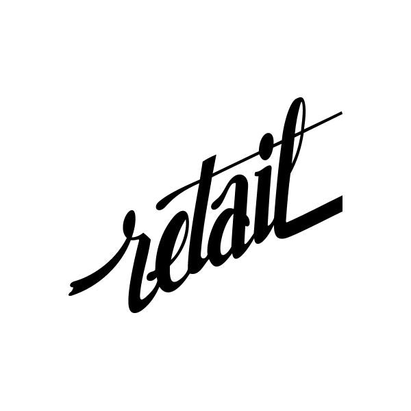 Black cursive 'retail' vinyl decal sticker