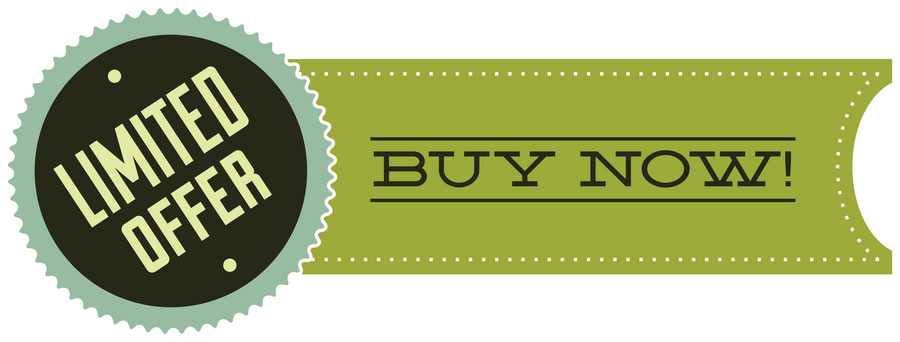 Green sticker with 'LIMITED OFFER' badge and 'BUY NOW!' banner