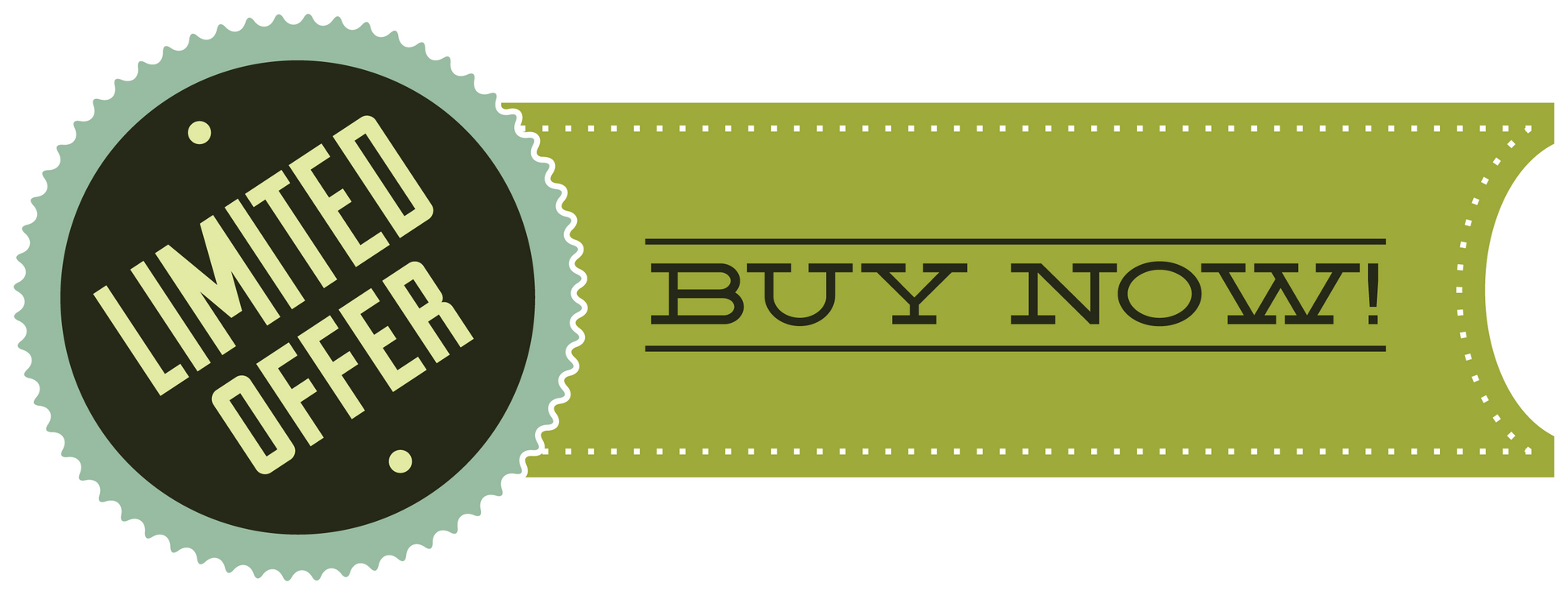 Green sticker with 'LIMITED OFFER' badge and 'BUY NOW!' banner