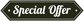 Retail discount sign sticker reading 'Special Offer' in white on dark green