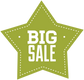 Green star sale sticker with white text 'BIG SALE'.