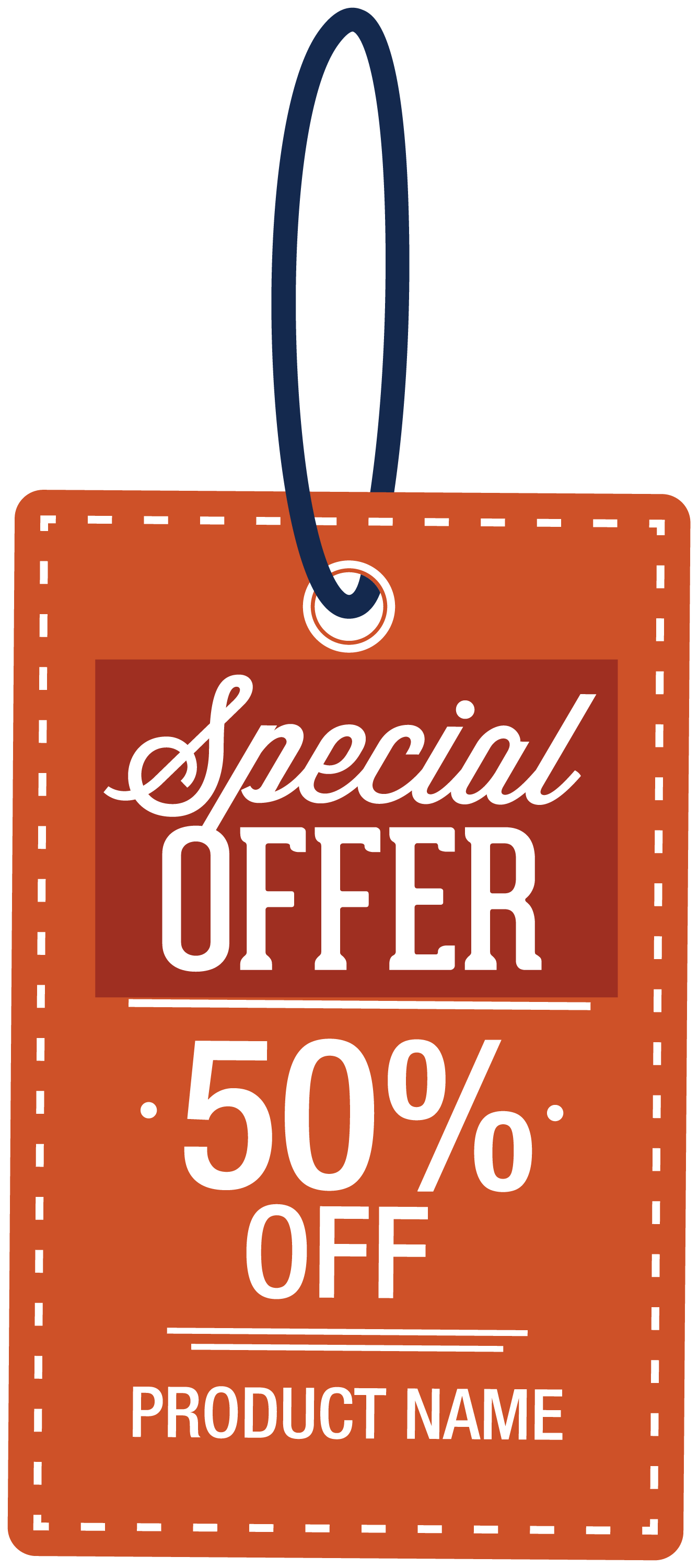 Orange special offer discount sticker sign with “Special OFF 50% OFF” text